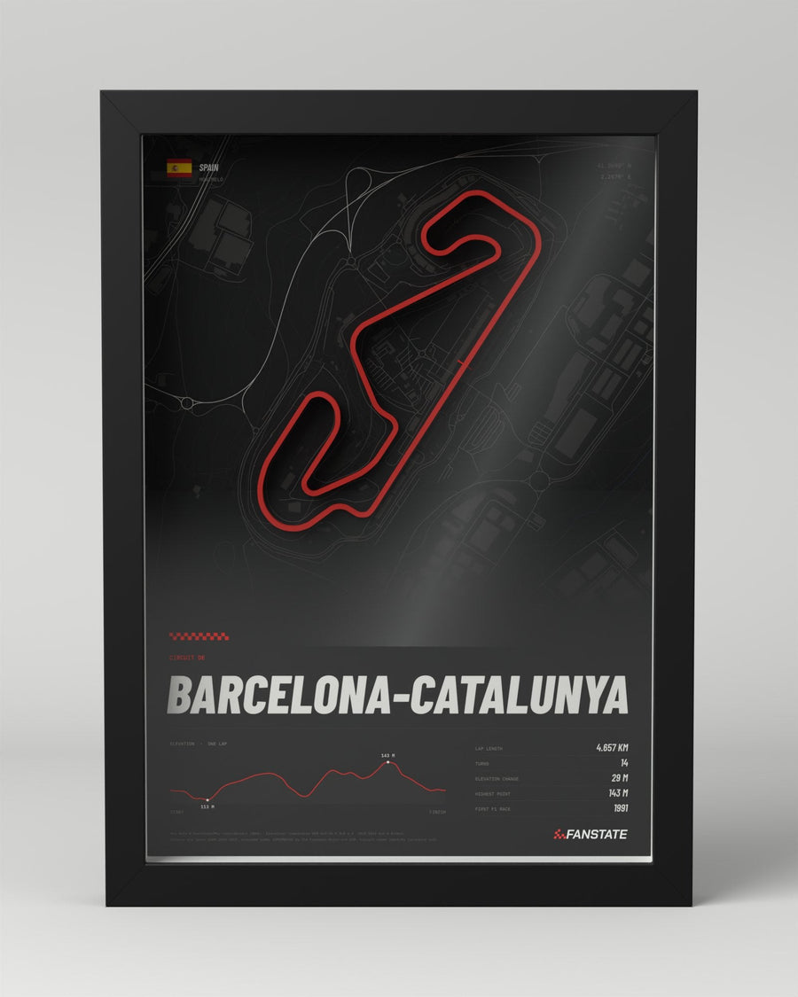 Barcelona-Catalunya 3D circuit frame, black frame, front view