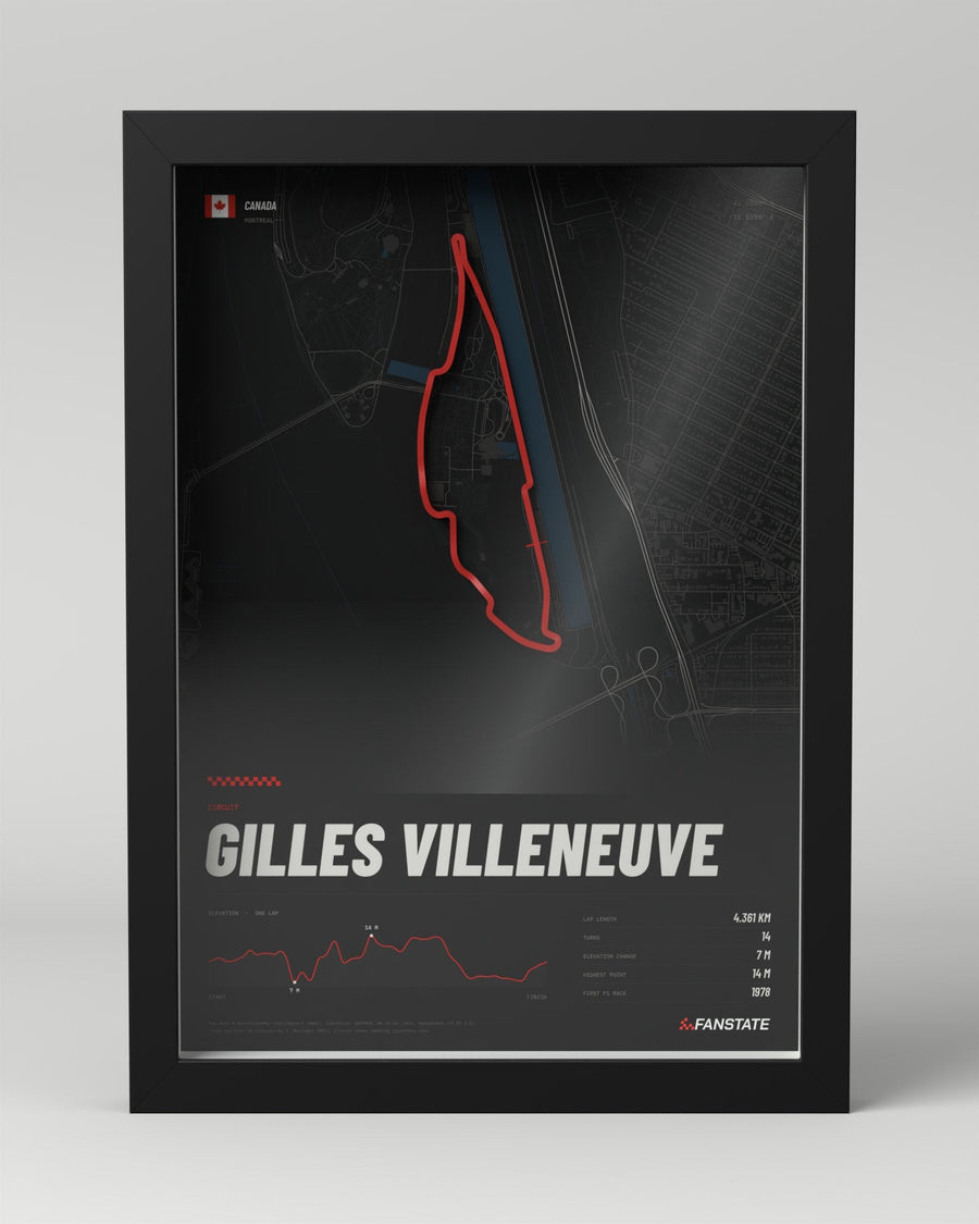 Gilles Villeneuve 3D circuit frame, black frame, front view