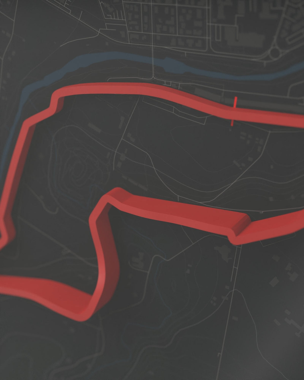 Imola 3D circuit frame, black frame, detail of the raised track