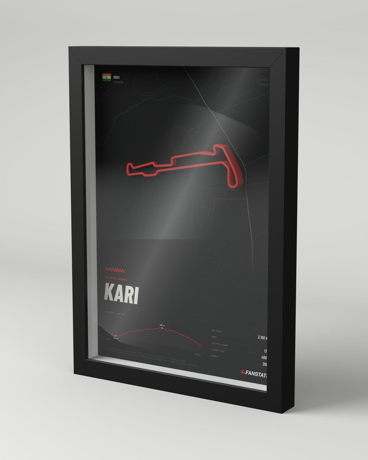 Kari Motor Speedway 3D circuit frame, black frame, three-quarter view