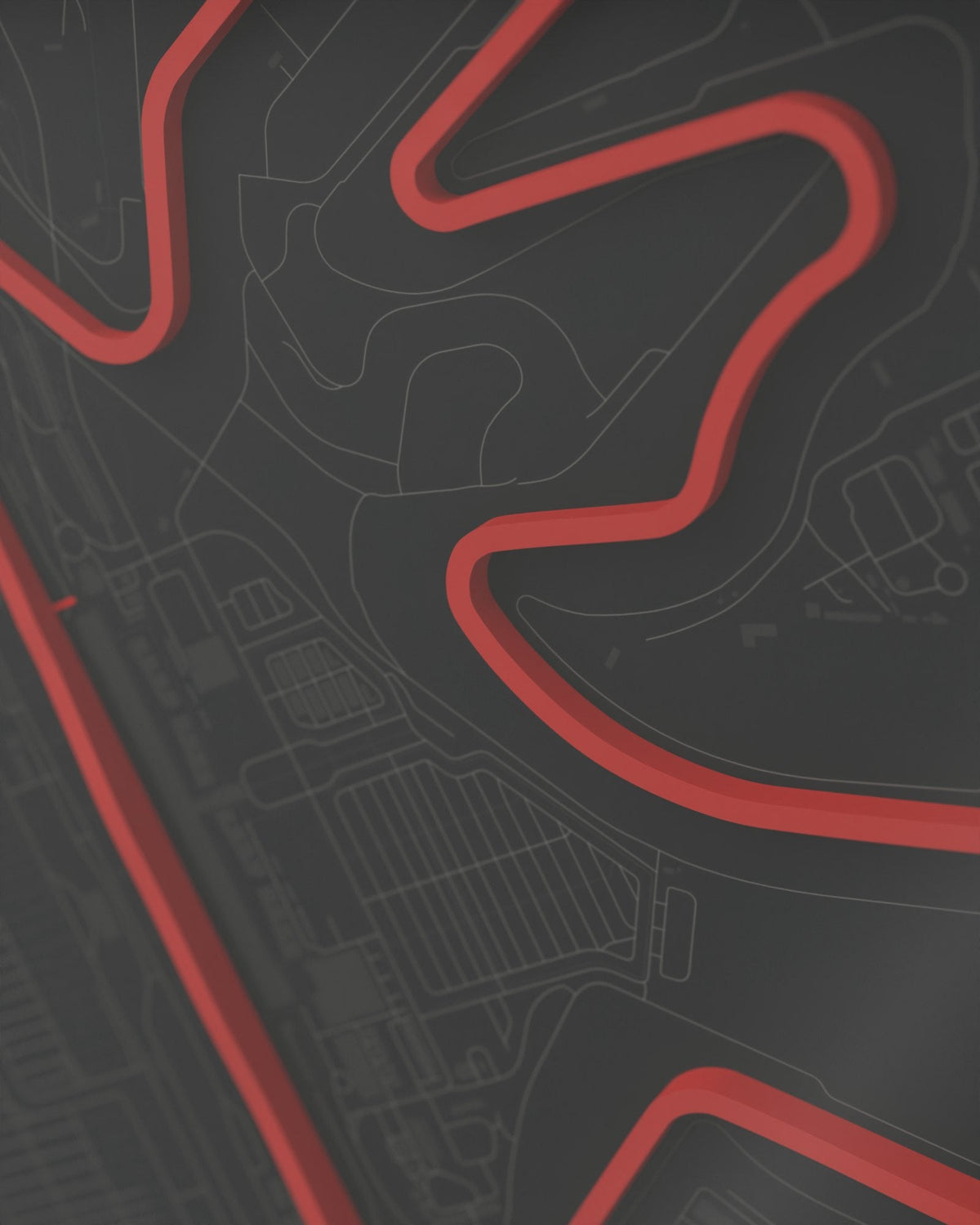 Lusail 3D circuit frame, black frame, detail of the raised track