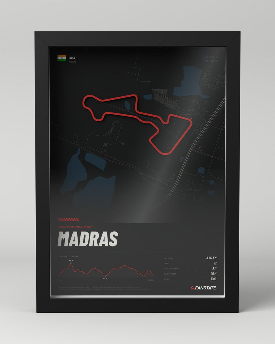 Madras International Circuit 3D circuit frame, black frame, front view
