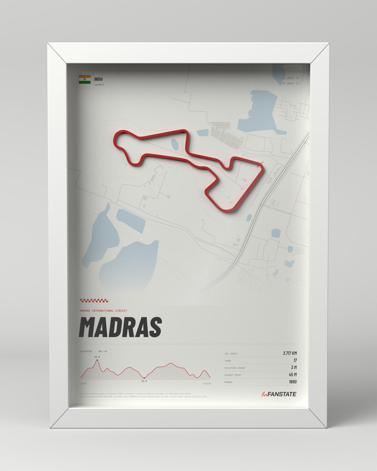 Madras International Circuit 3D circuit frame, white frame, front view