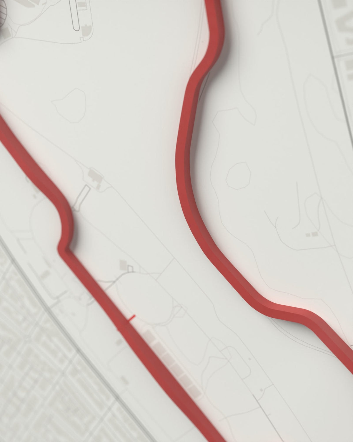 Melbourne 3D circuit frame, white frame, detail of the raised track