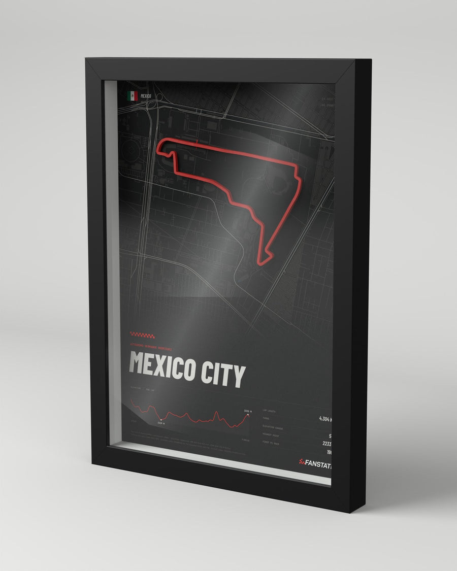 Mexico City 3D circuit frame, black frame, three-quarter view
