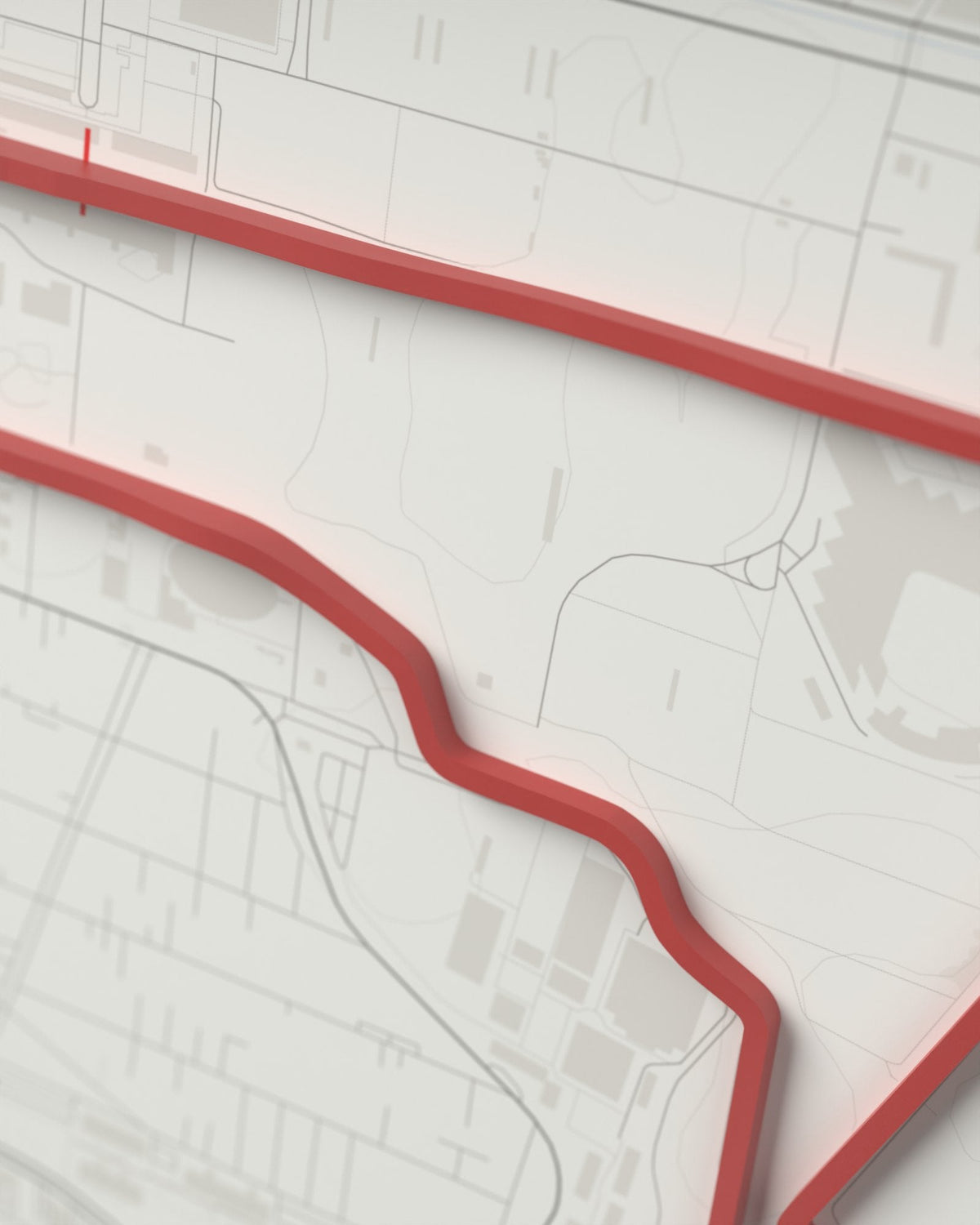 Mexico City 3D circuit frame, white frame, detail of the raised track