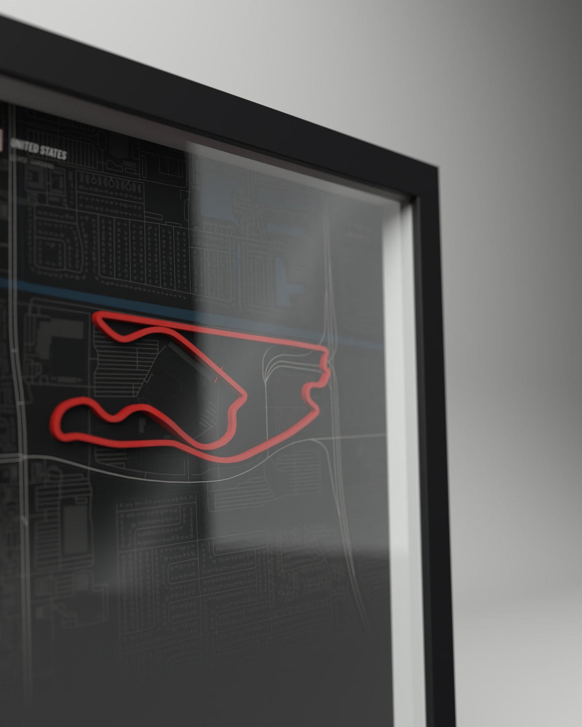 Miami 3D circuit frame, black frame, close-up of the raised track