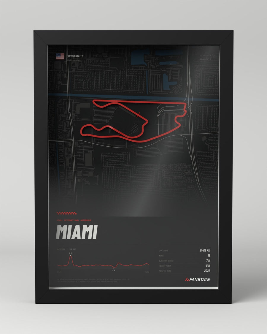 Miami 3D circuit frame, black frame, front view
