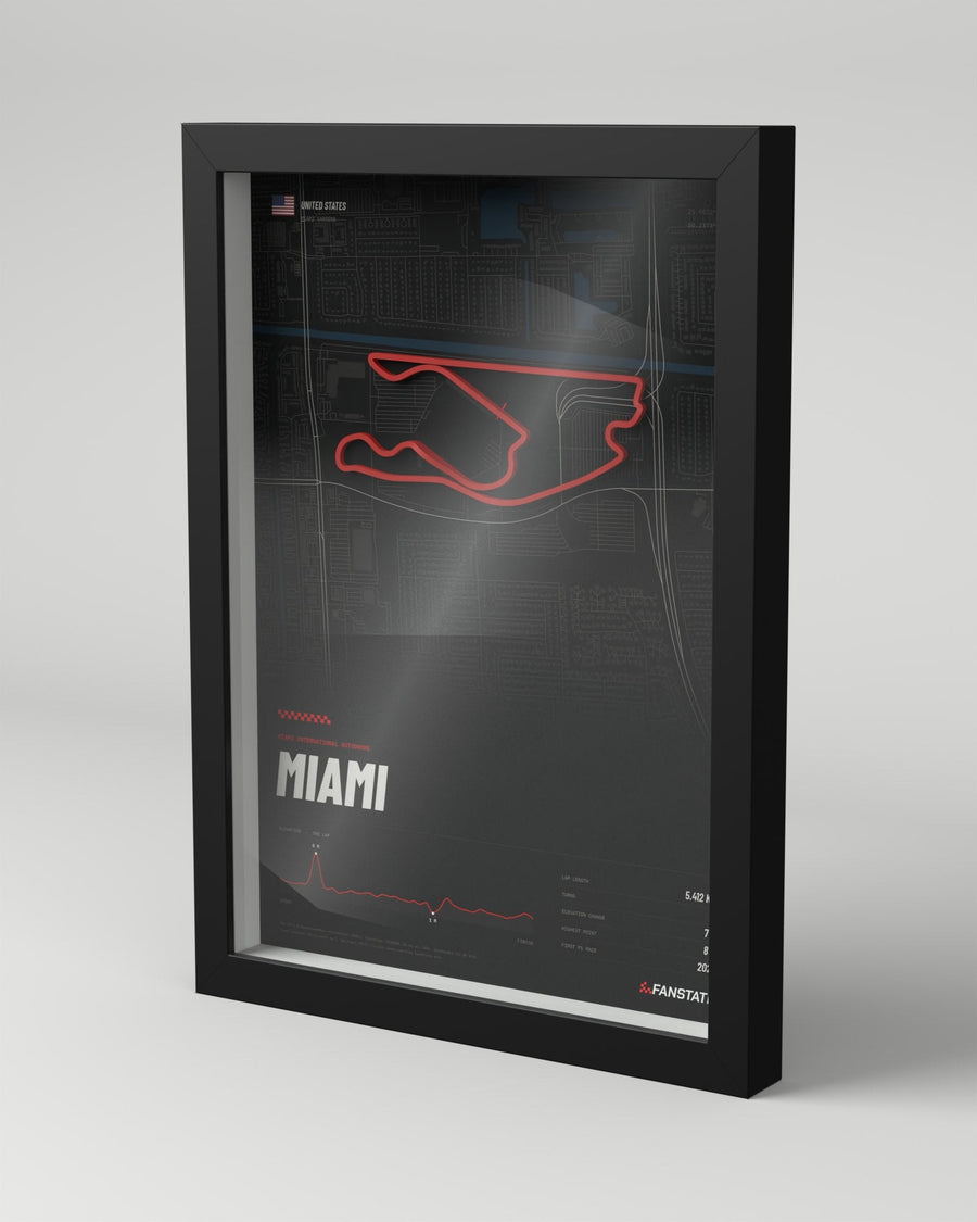 Miami 3D circuit frame, black frame, three-quarter view