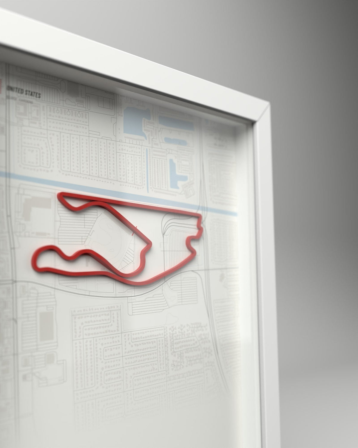 Miami 3D circuit frame, white frame, close-up of the raised track