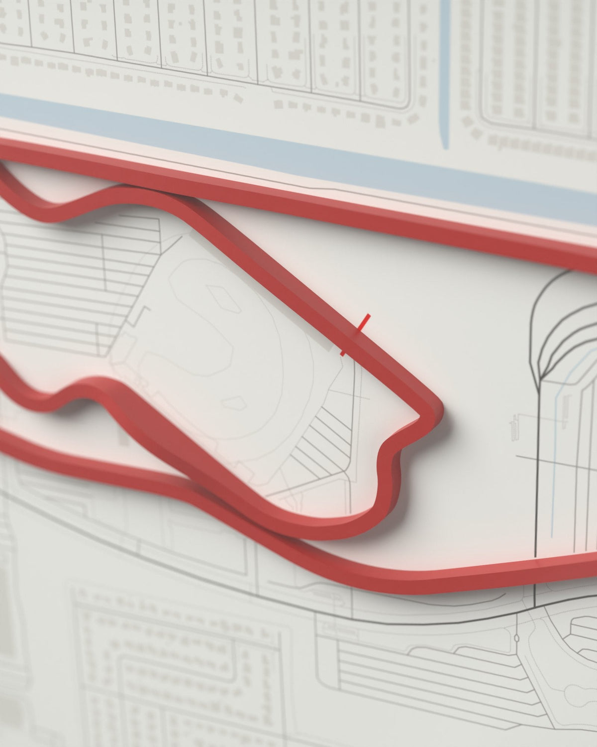 Miami 3D circuit frame, white frame, detail of the raised track