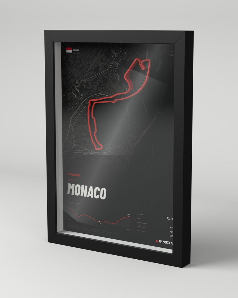 Monaco 3D circuit frame, black frame, three-quarter view
