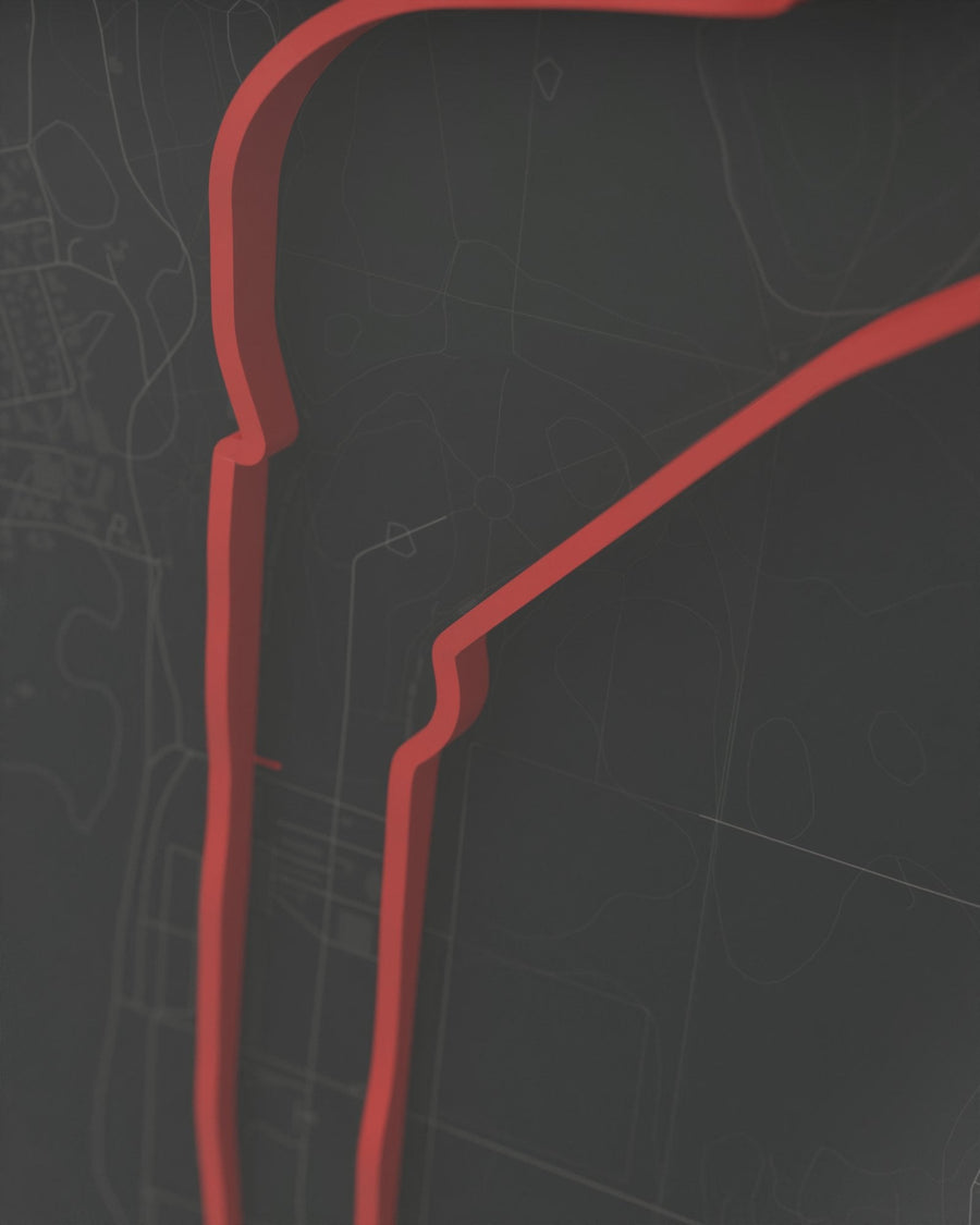 Monza 3D circuit frame, black frame, detail of the raised track