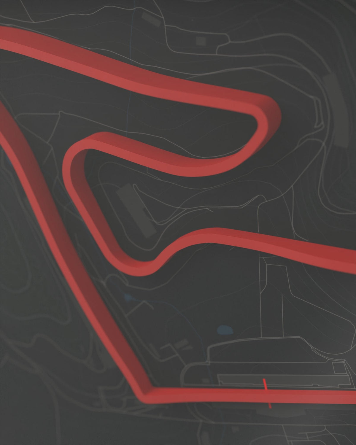Red Bull Ring 3D circuit frame, black frame, detail of the raised track