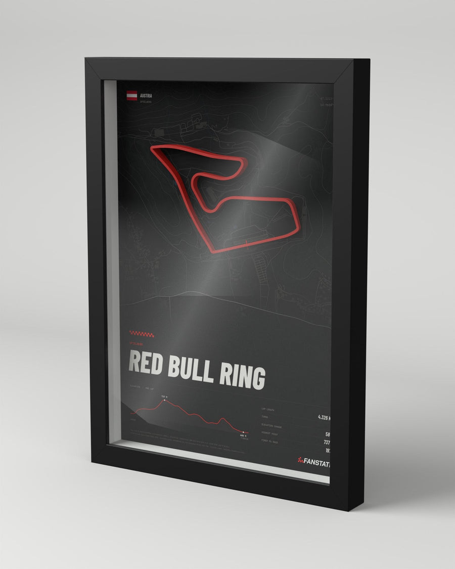 Red Bull Ring 3D circuit frame, black frame, three-quarter view