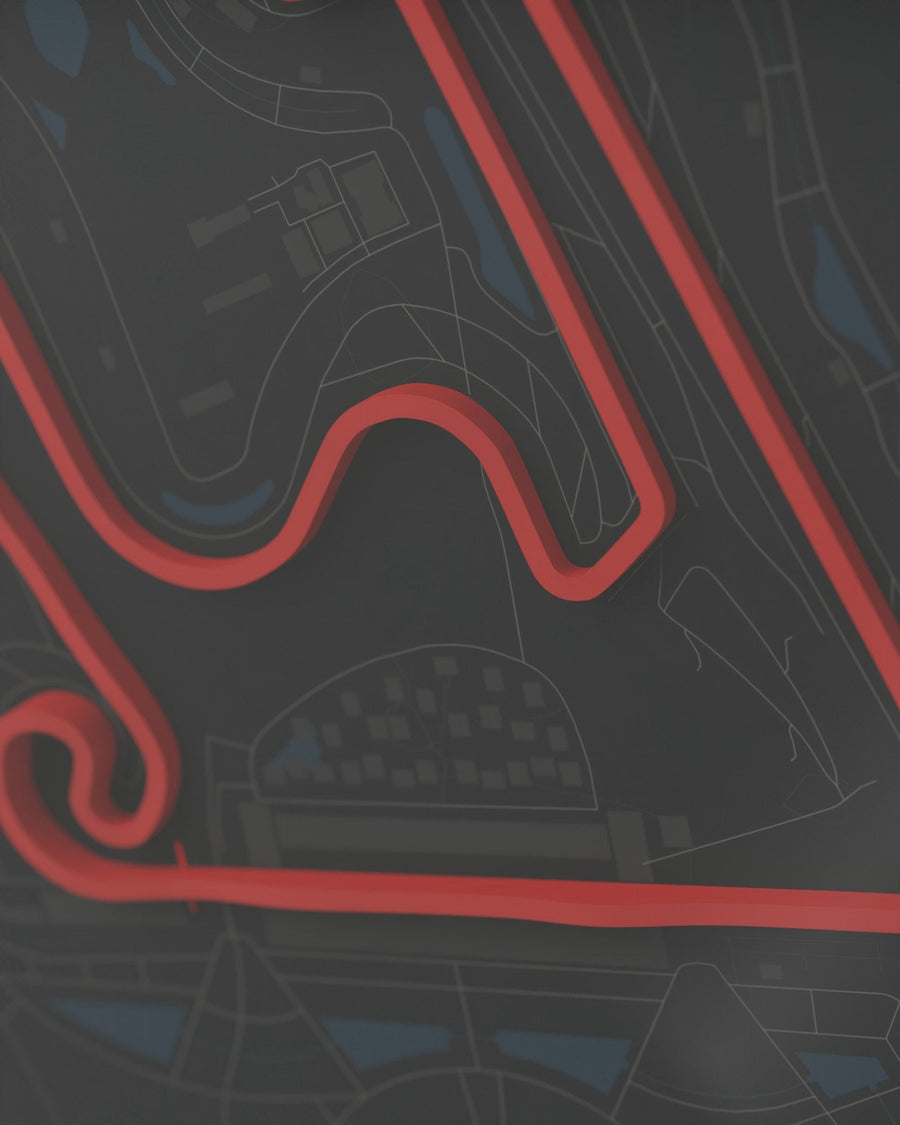 Shanghai 3D circuit frame, black frame, detail of the raised track