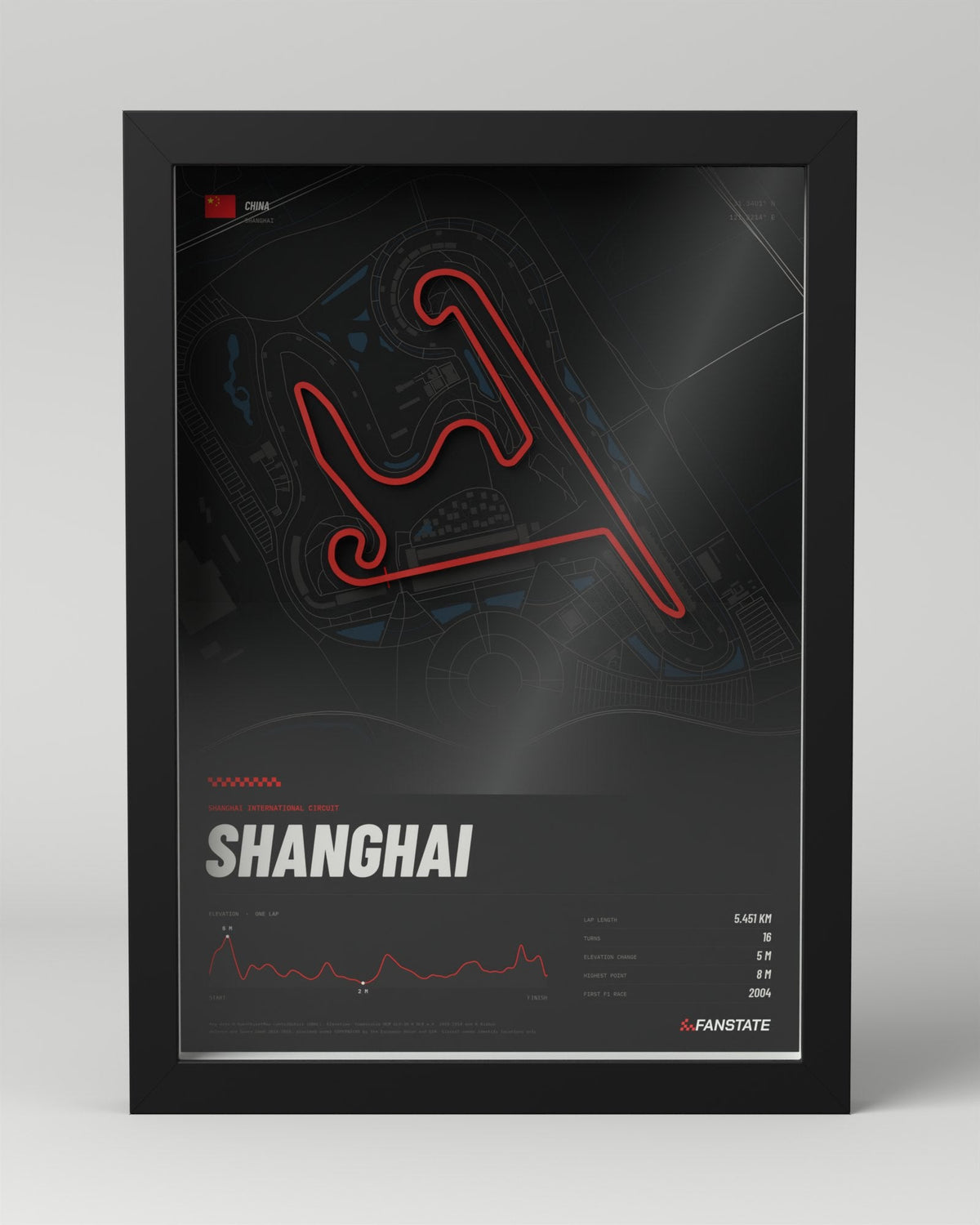 Shanghai 3D circuit frame, black frame, front view