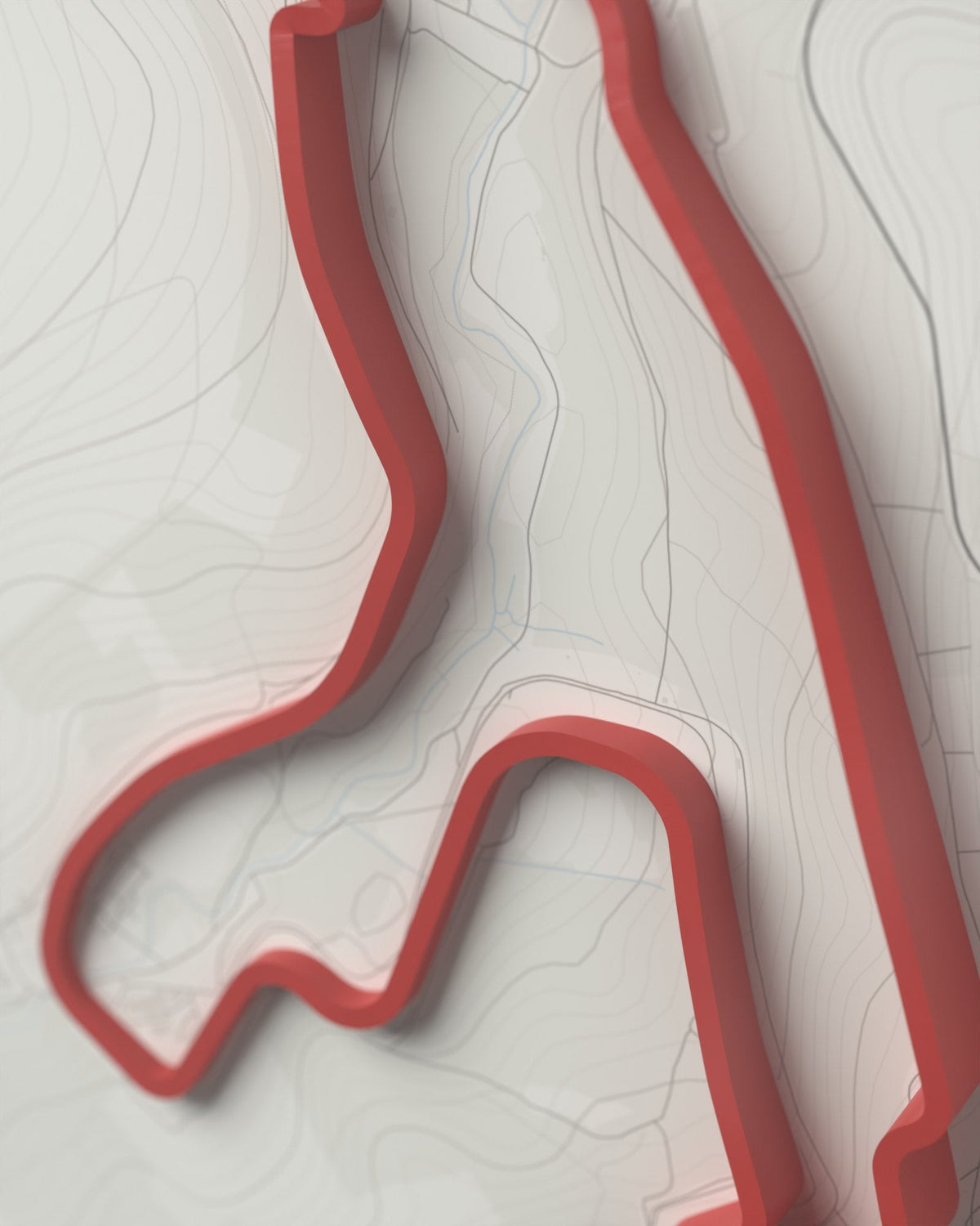 Spa-Francorchamps 3D circuit frame, white frame, detail of the raised track