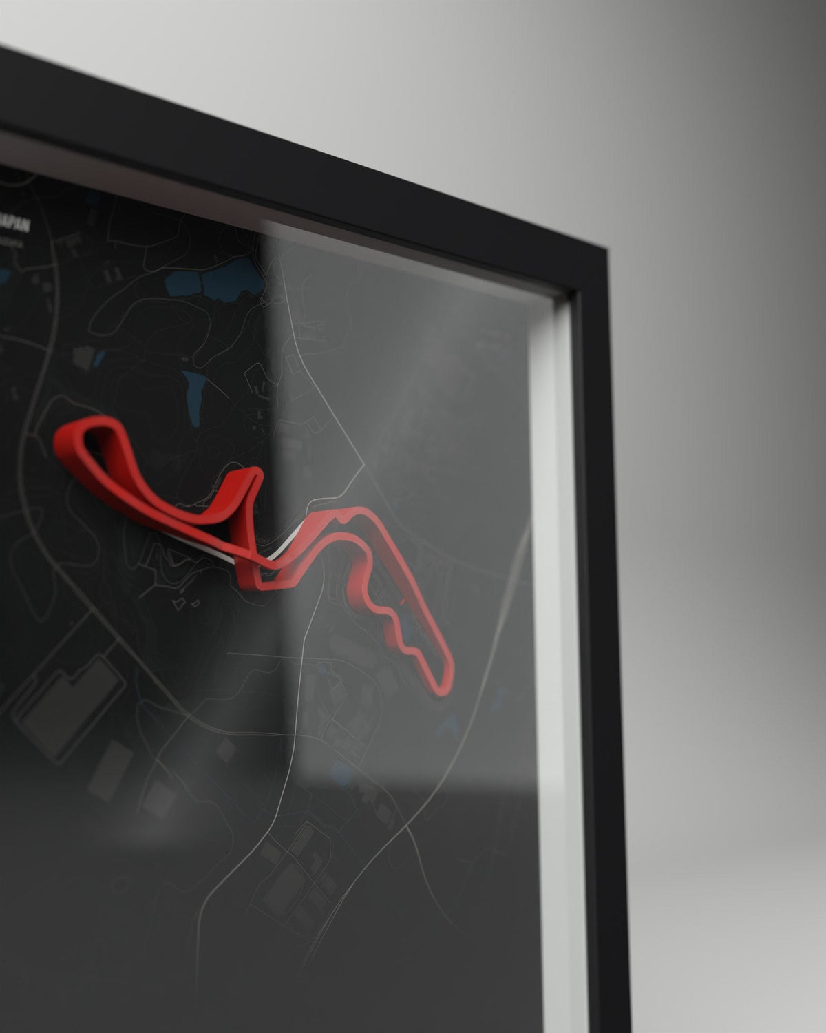 Suzuka 3D circuit frame, black frame, close-up of the raised track