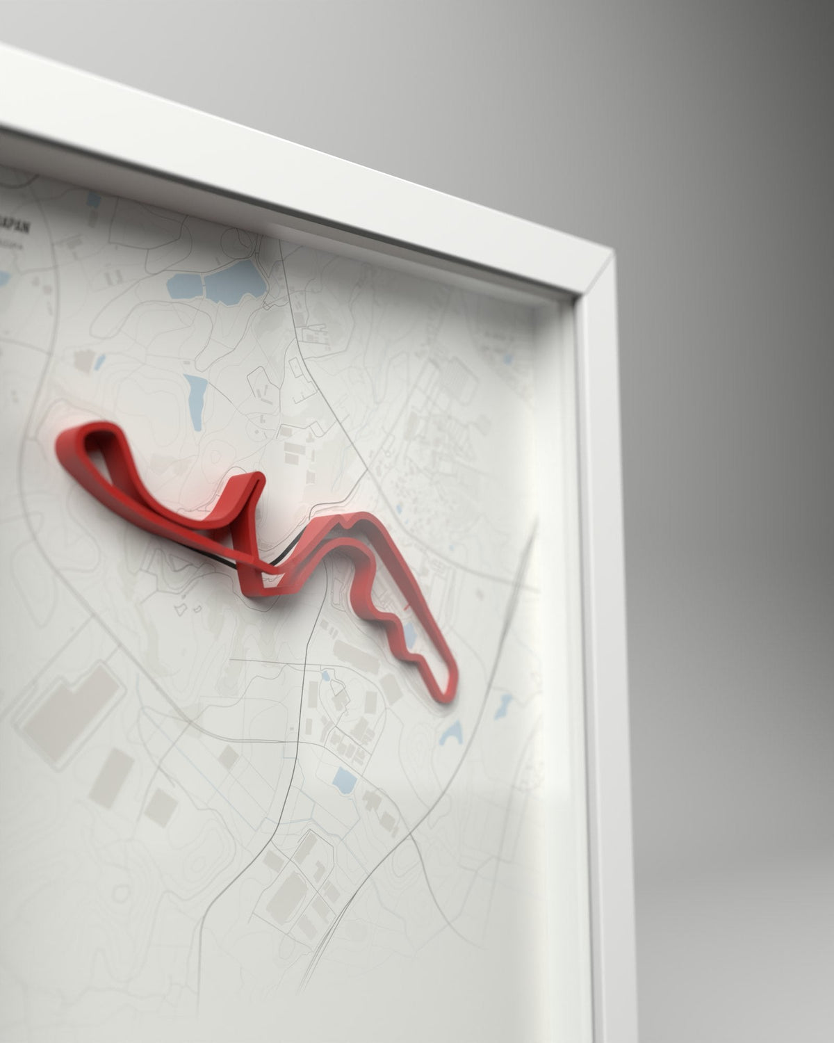 Suzuka 3D circuit frame, white frame, close-up of the raised track