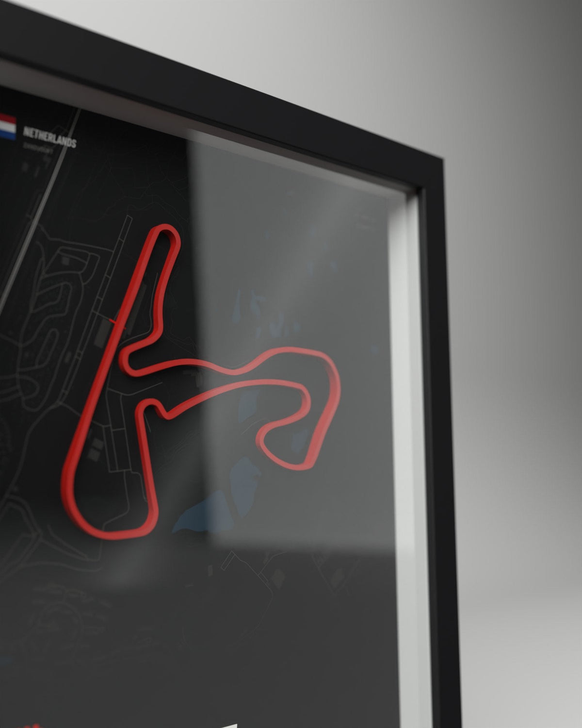Zandvoort 3D circuit frame, black frame, close-up of the raised track