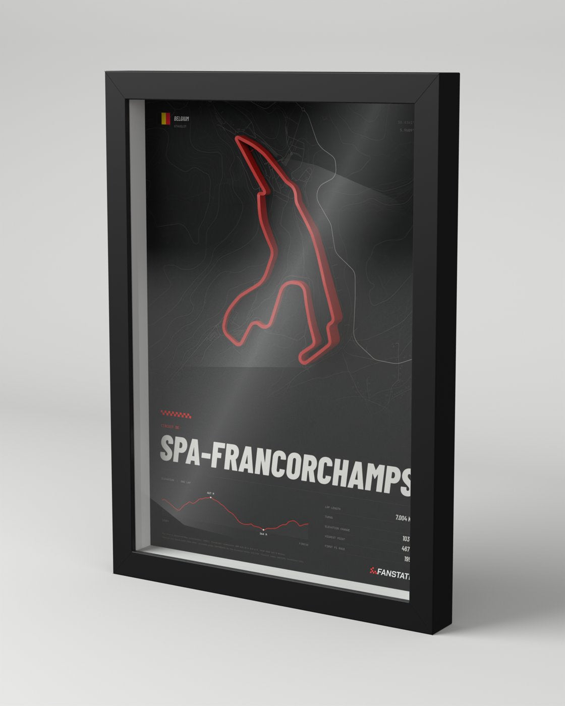 A Fanstate Spa-Francorchamps frame with the raised red track