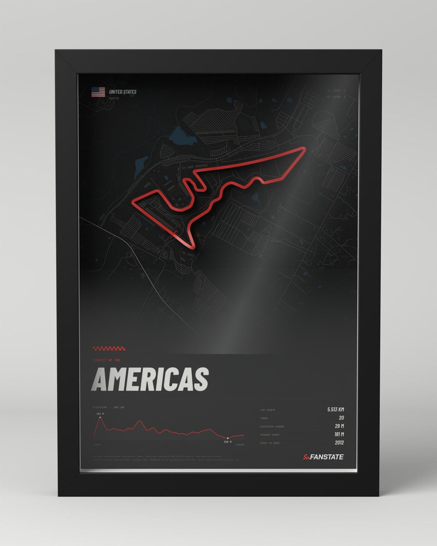 Circuit of the Americas 3D circuit frame, black frame, front view
