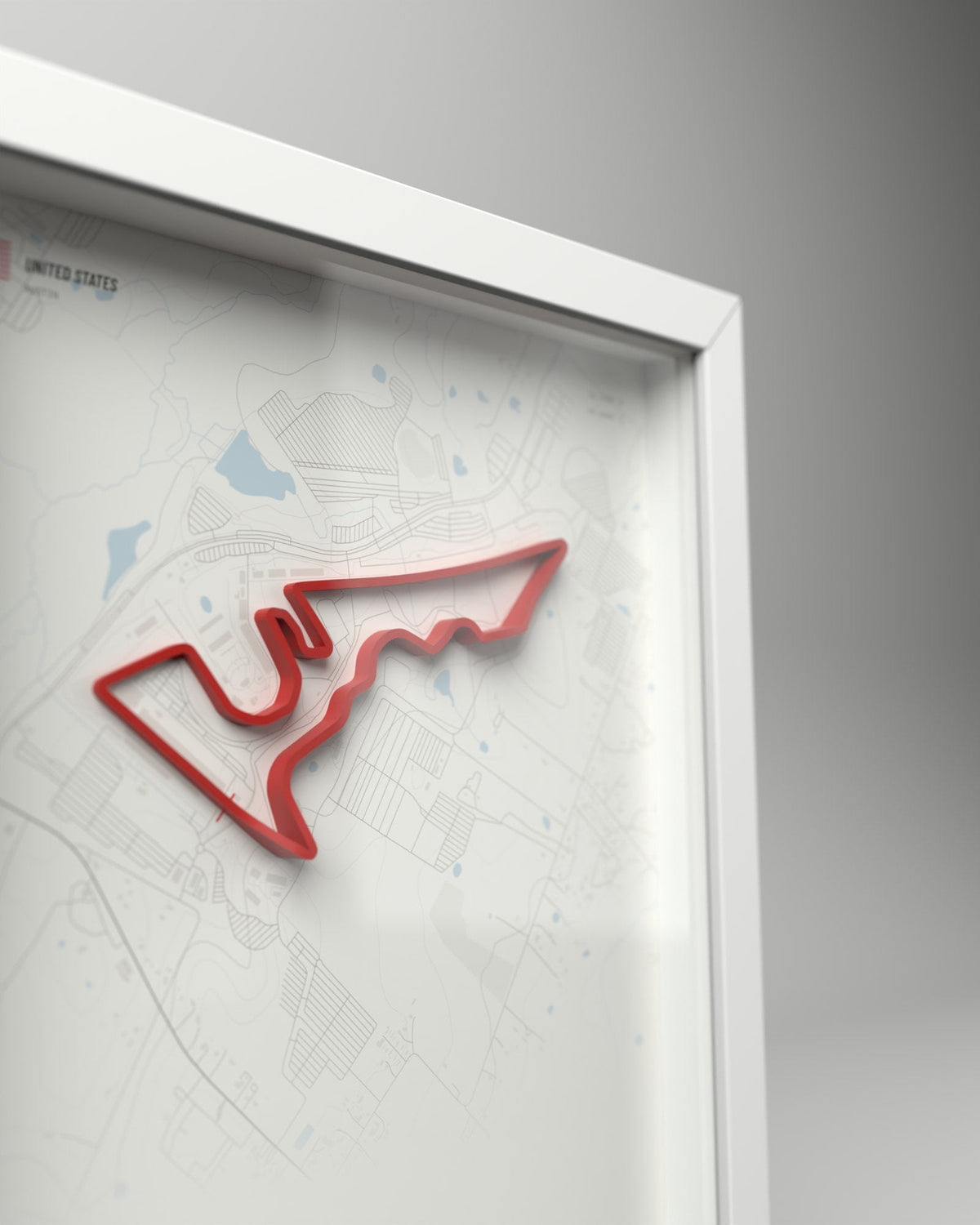 Circuit of the Americas 3D circuit frame, white frame, close-up of the raised track