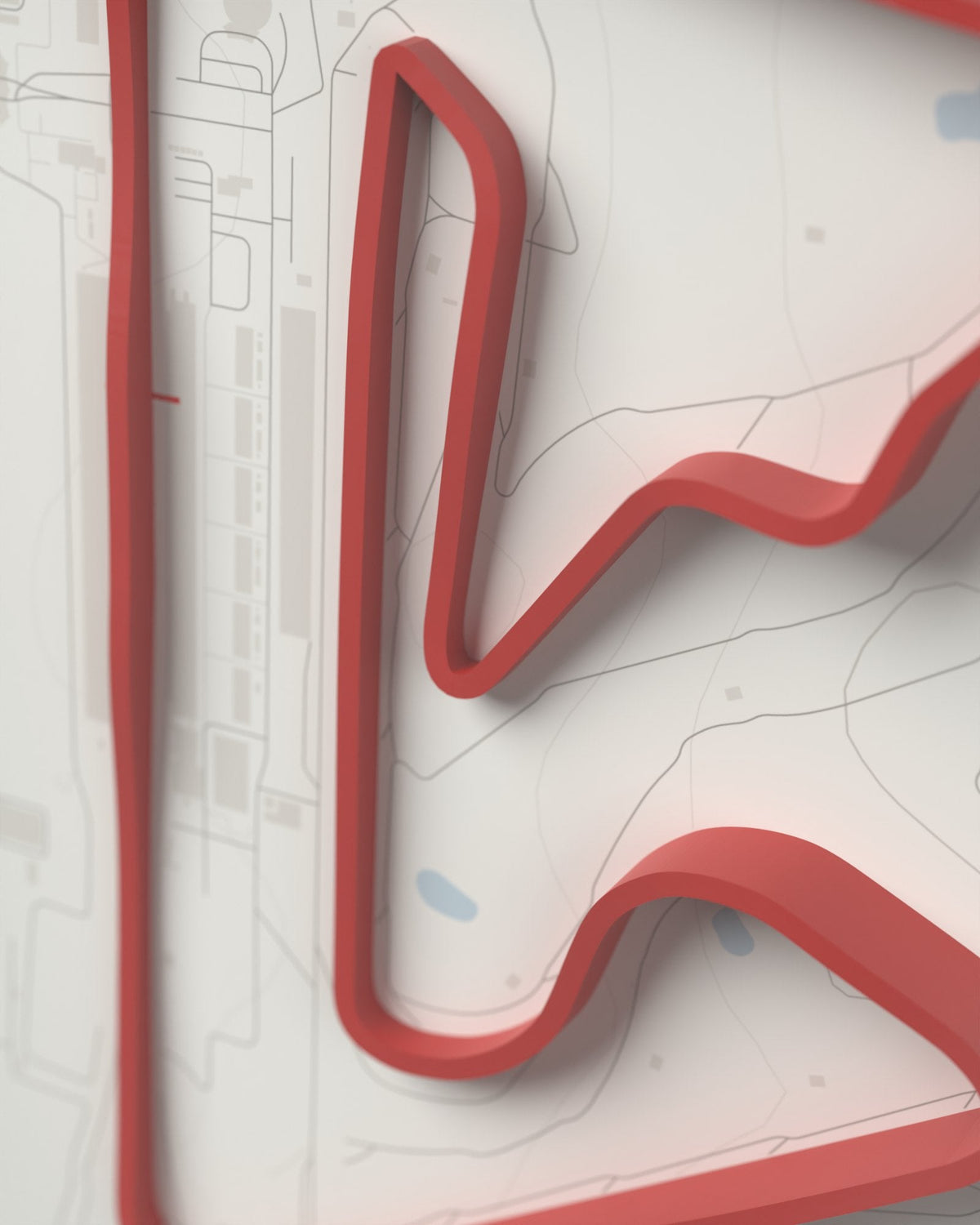 Bahrain 3D circuit frame, white frame, detail of the raised track