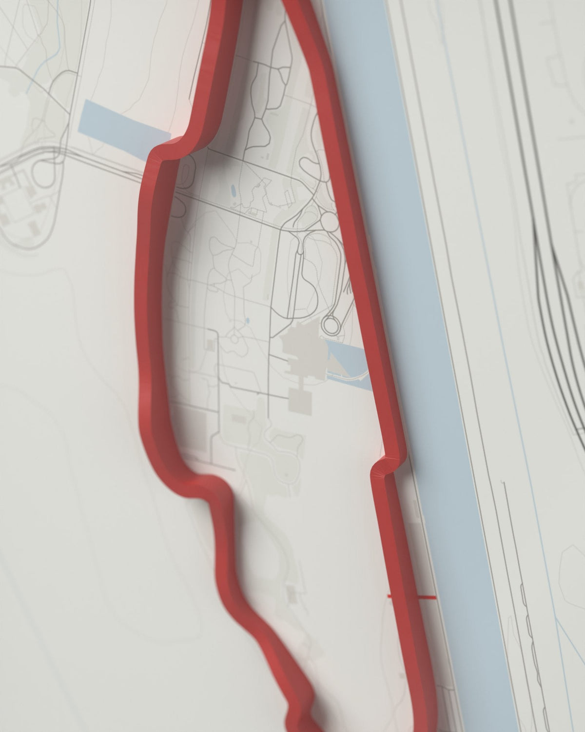 Gilles Villeneuve 3D circuit frame, white frame, detail of the raised track