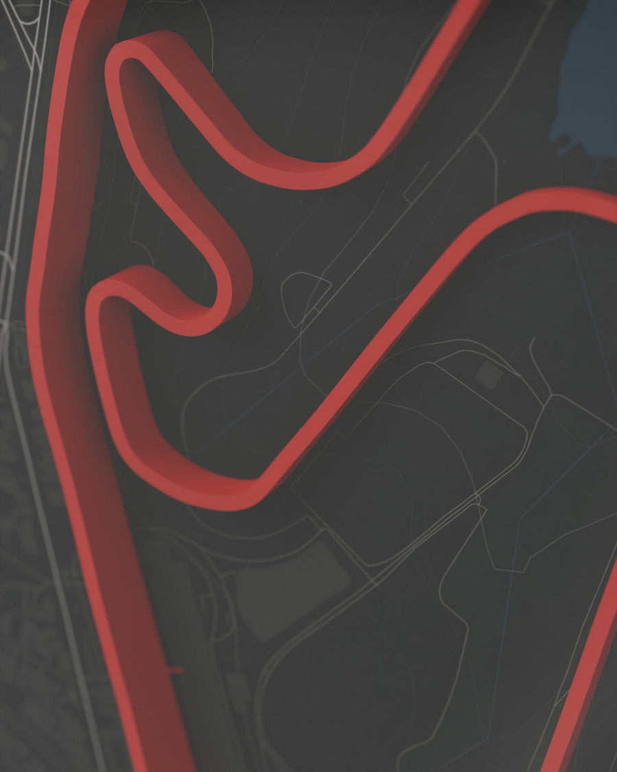 Interlagos 3D circuit frame, black frame, detail of the raised track