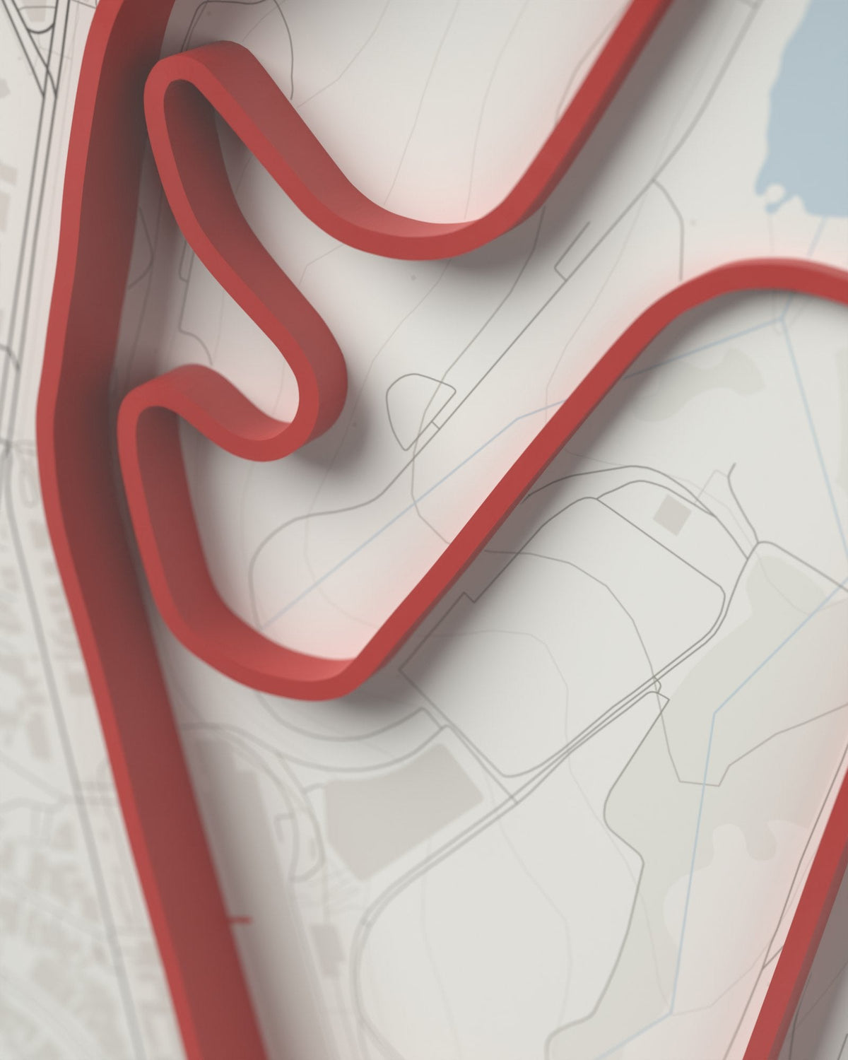 Interlagos 3D circuit frame, white frame, detail of the raised track