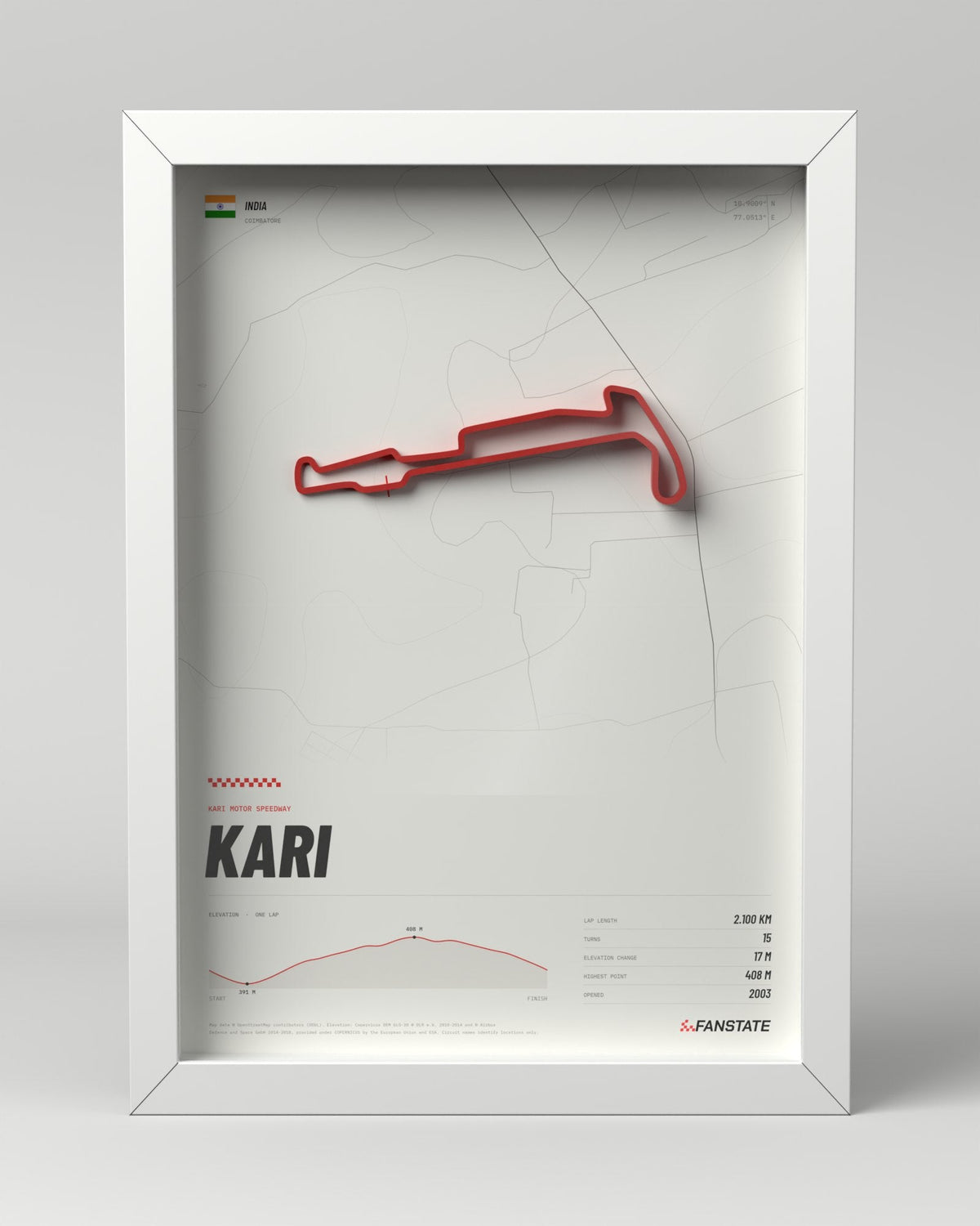 Kari Motor Speedway 3D circuit frame, white frame, front view