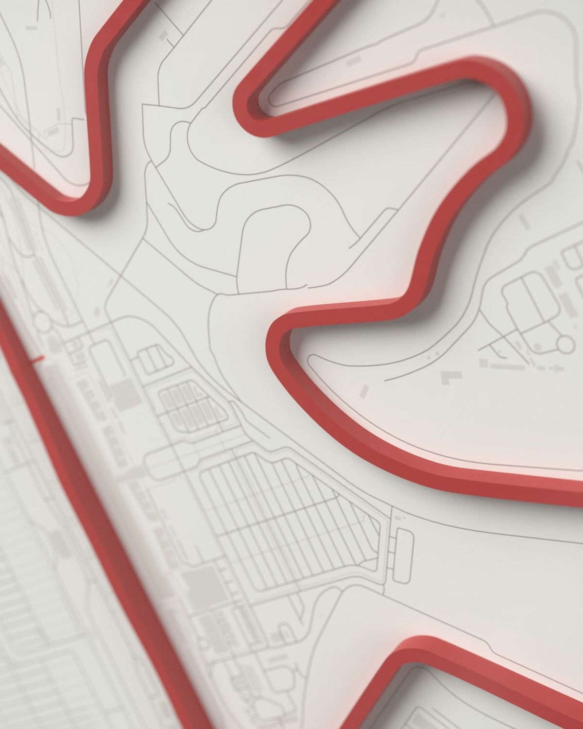 Lusail 3D circuit frame, white frame, detail of the raised track