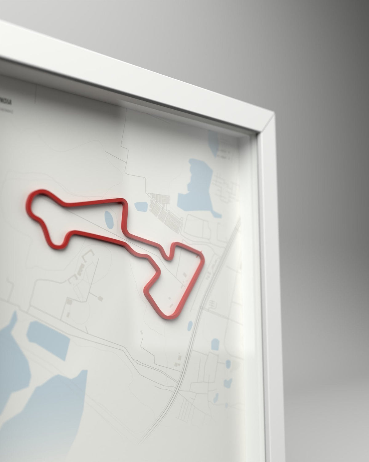 Madras International Circuit 3D circuit frame, white frame, close-up of the raised track