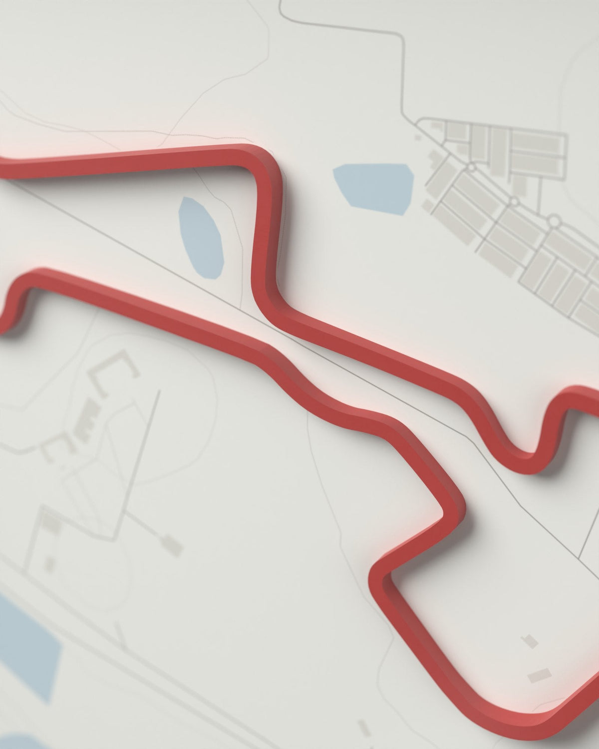 Madras International Circuit 3D circuit frame, white frame, detail of the raised track