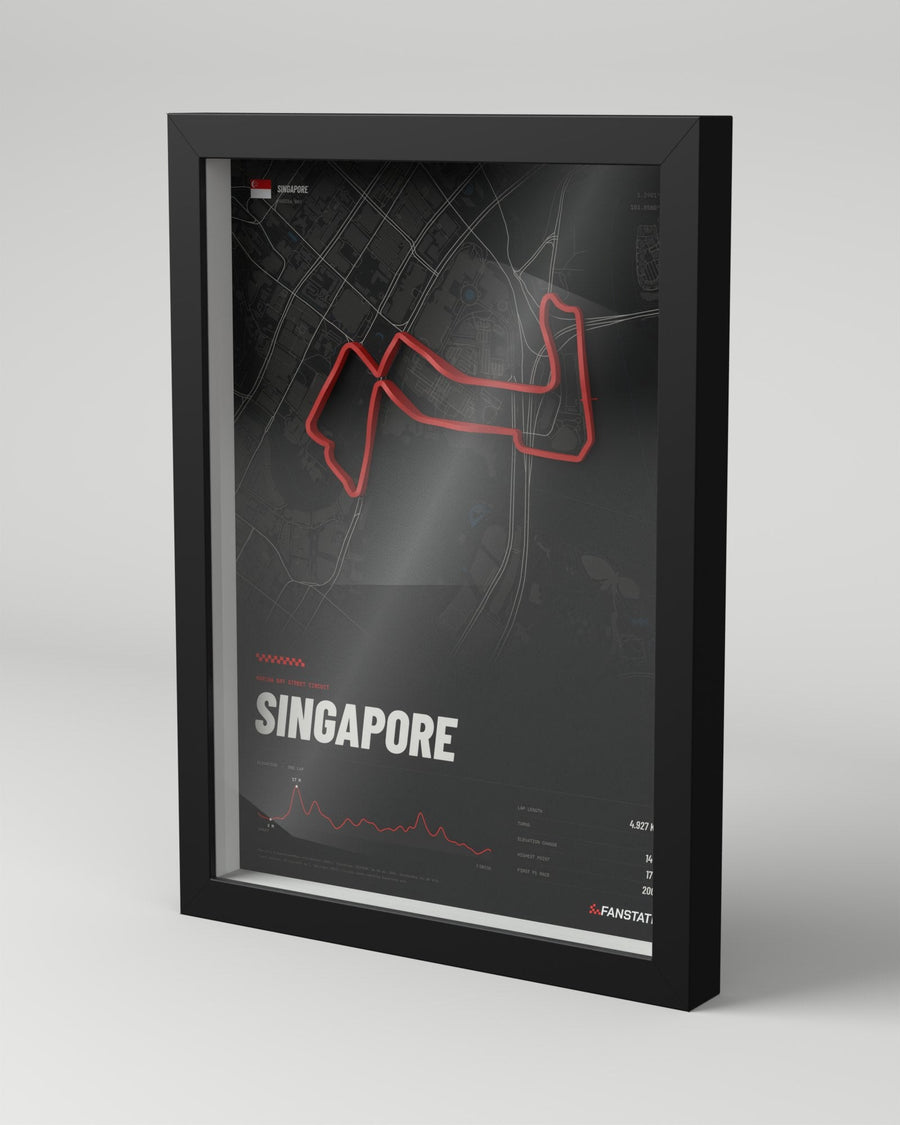 Marina Bay 3D circuit frame, black frame, three-quarter view