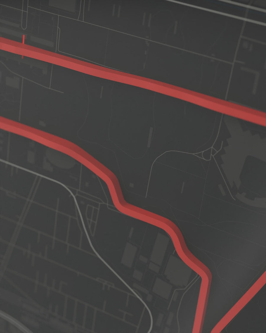 Mexico City 3D circuit frame, black frame, detail of the raised track