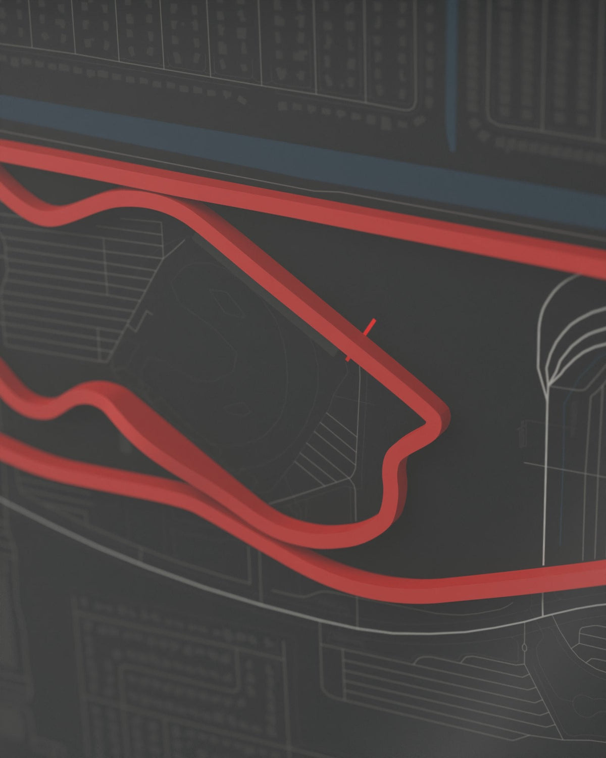 Miami 3D circuit frame, black frame, detail of the raised track