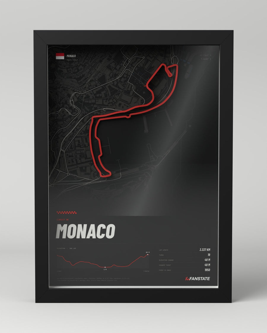 Monaco 3D circuit frame, black frame, front view
