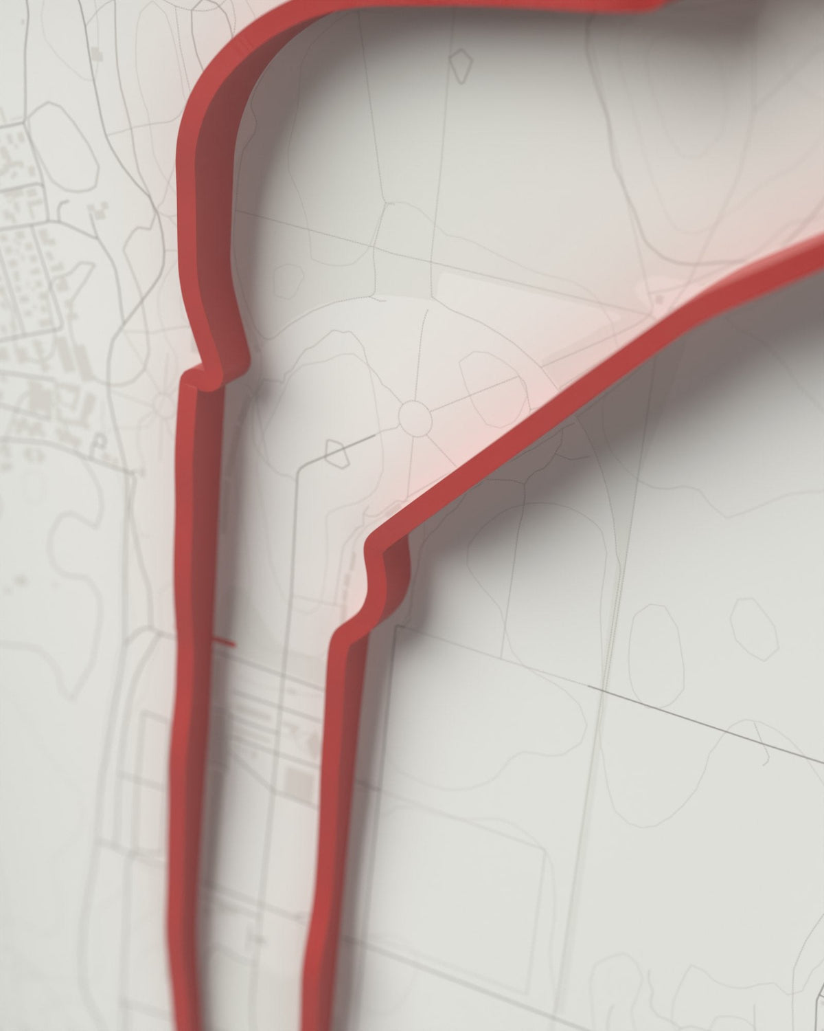 Monza 3D circuit frame, white frame, detail of the raised track