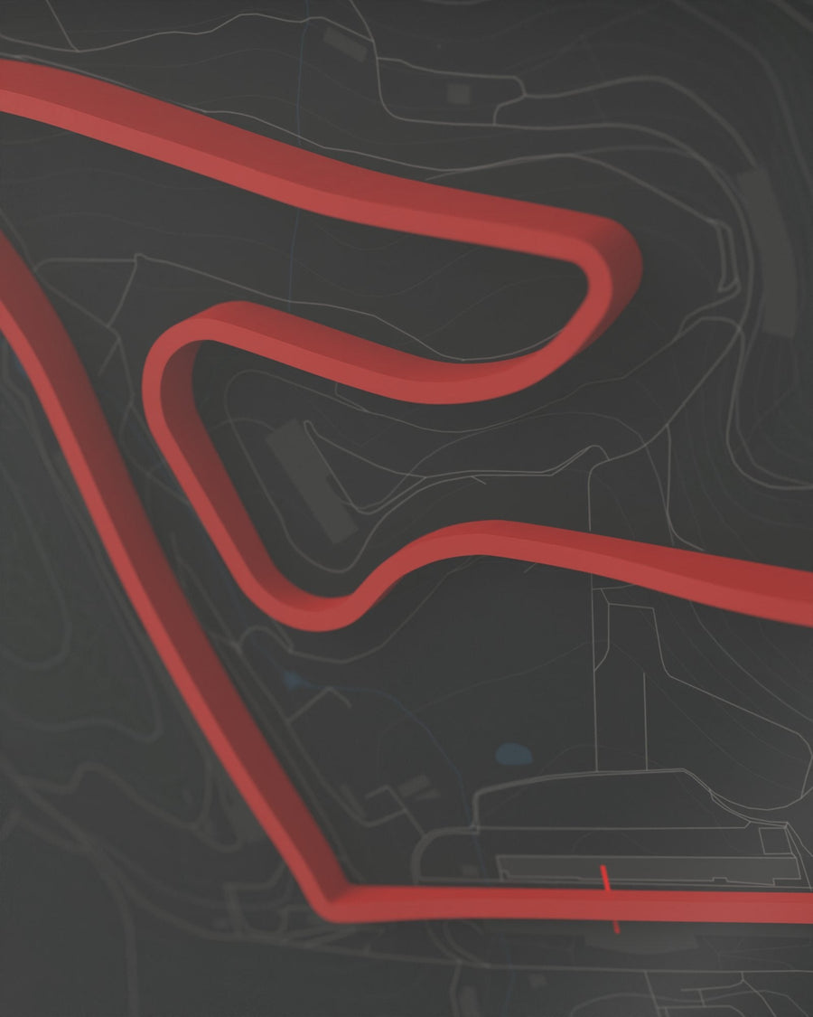 Red Bull Ring 3D circuit frame, black frame, detail of the raised track