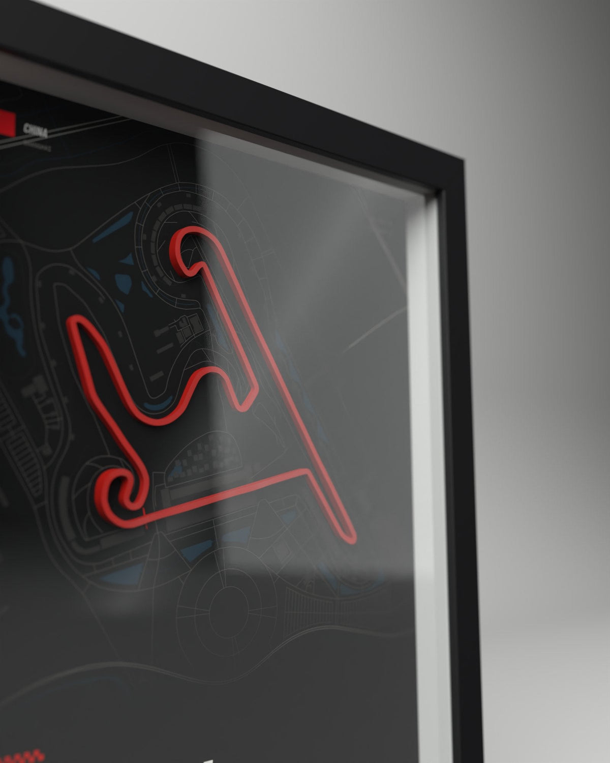 Shanghai 3D circuit frame, black frame, close-up of the raised track
