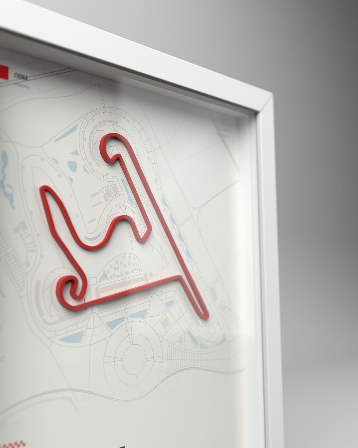 Shanghai 3D circuit frame, white frame, close-up of the raised track