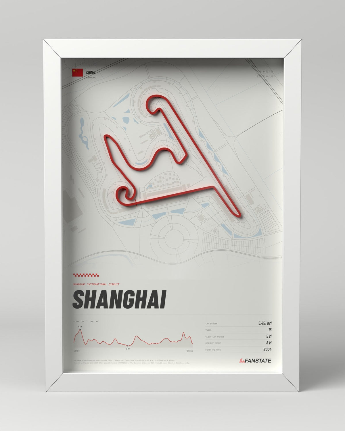 Shanghai 3D circuit frame, white frame, front view