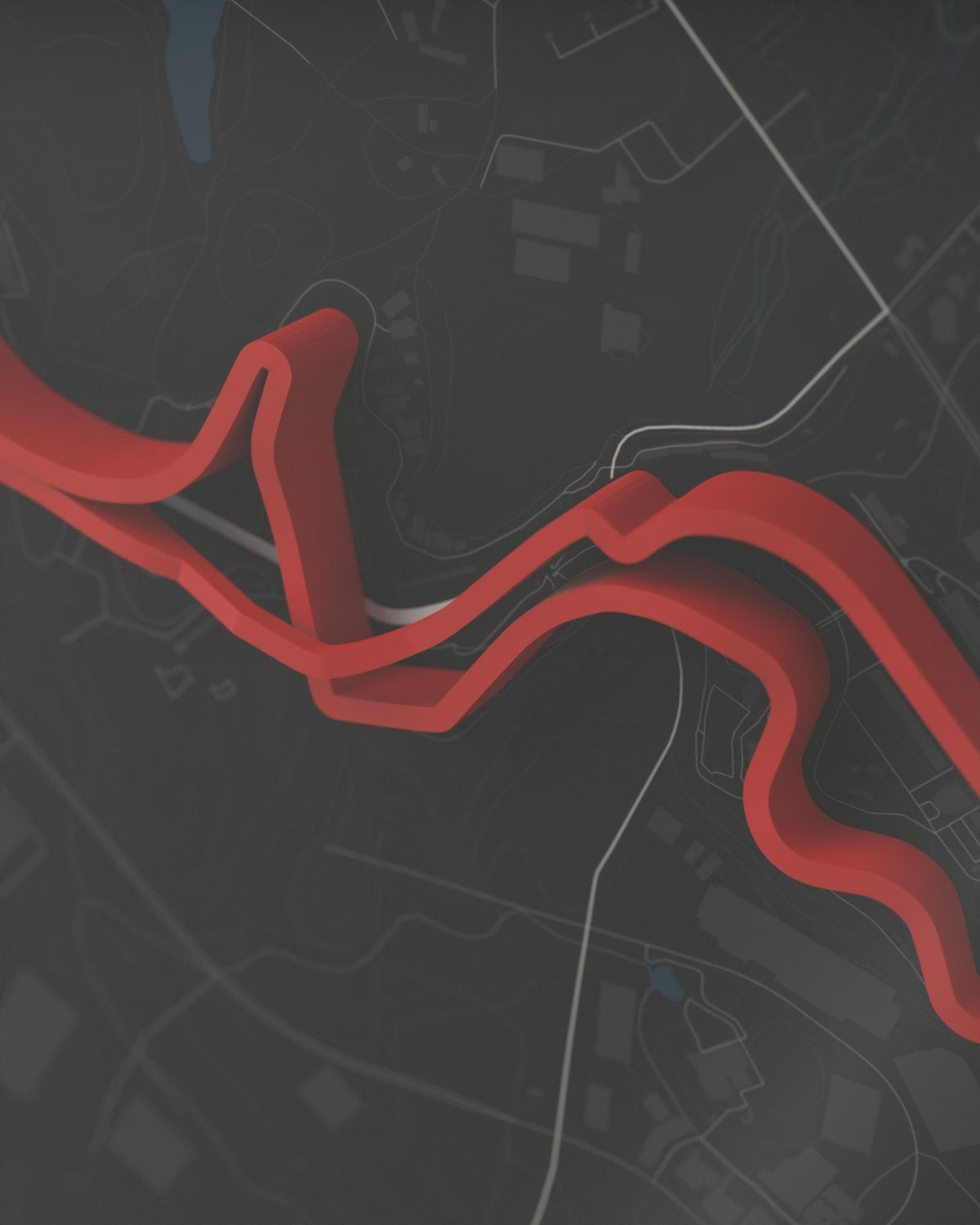 Suzuka 3D circuit frame, black frame, detail of the raised track