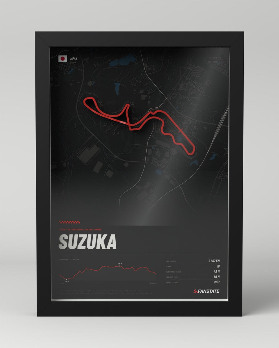 Suzuka 3D circuit frame, black frame, front view