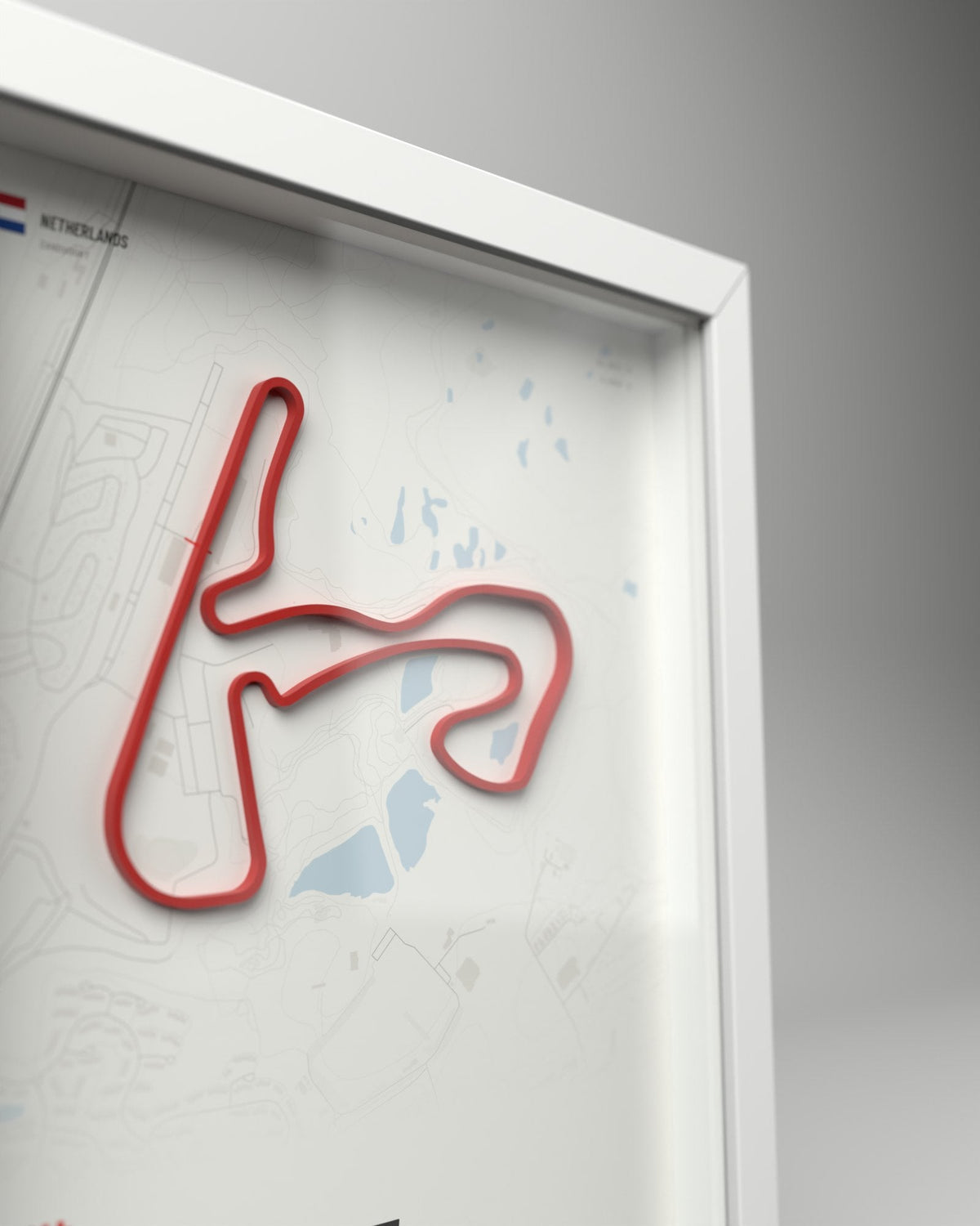 Zandvoort 3D circuit frame, white frame, close-up of the raised track