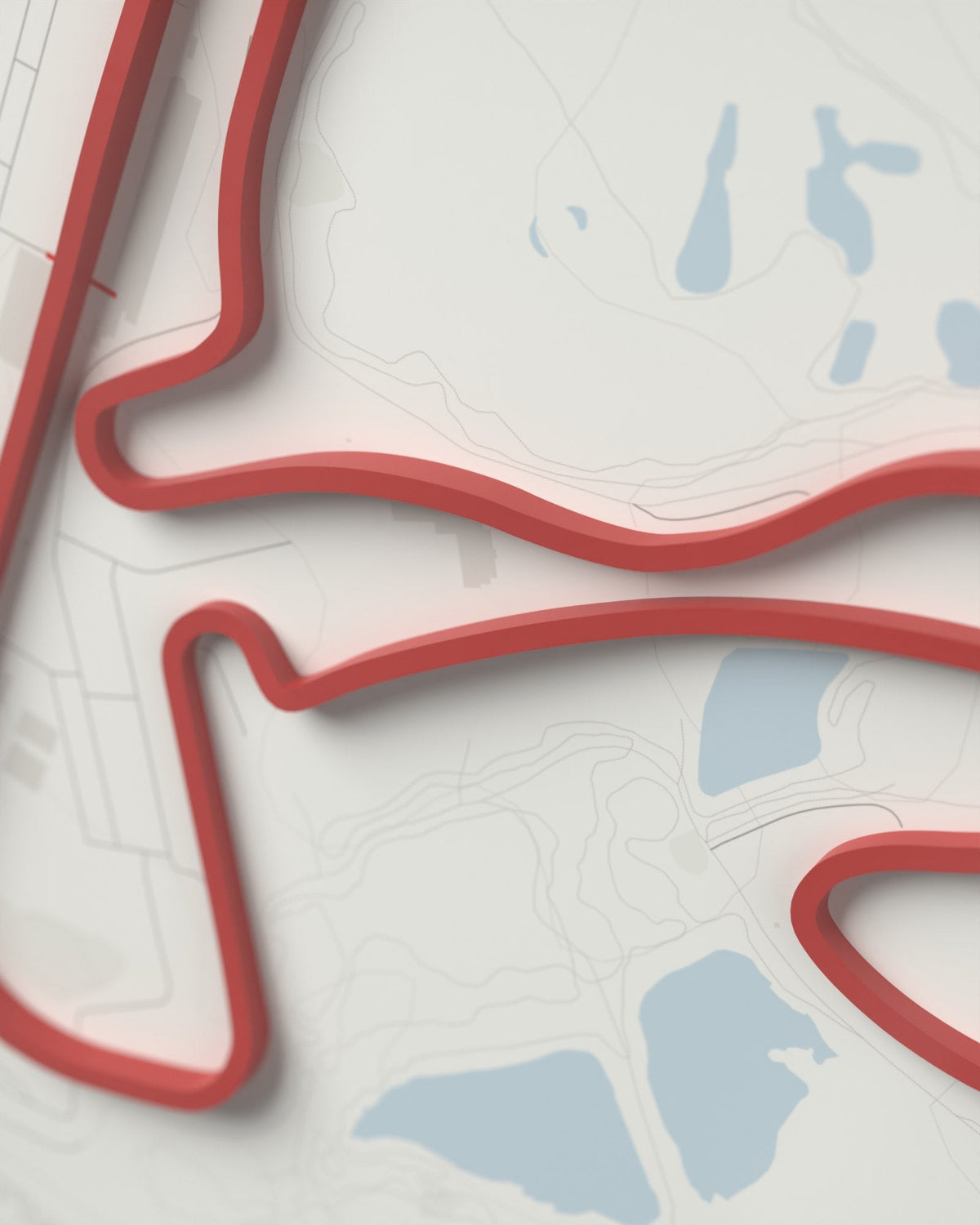 Zandvoort 3D circuit frame, white frame, detail of the raised track